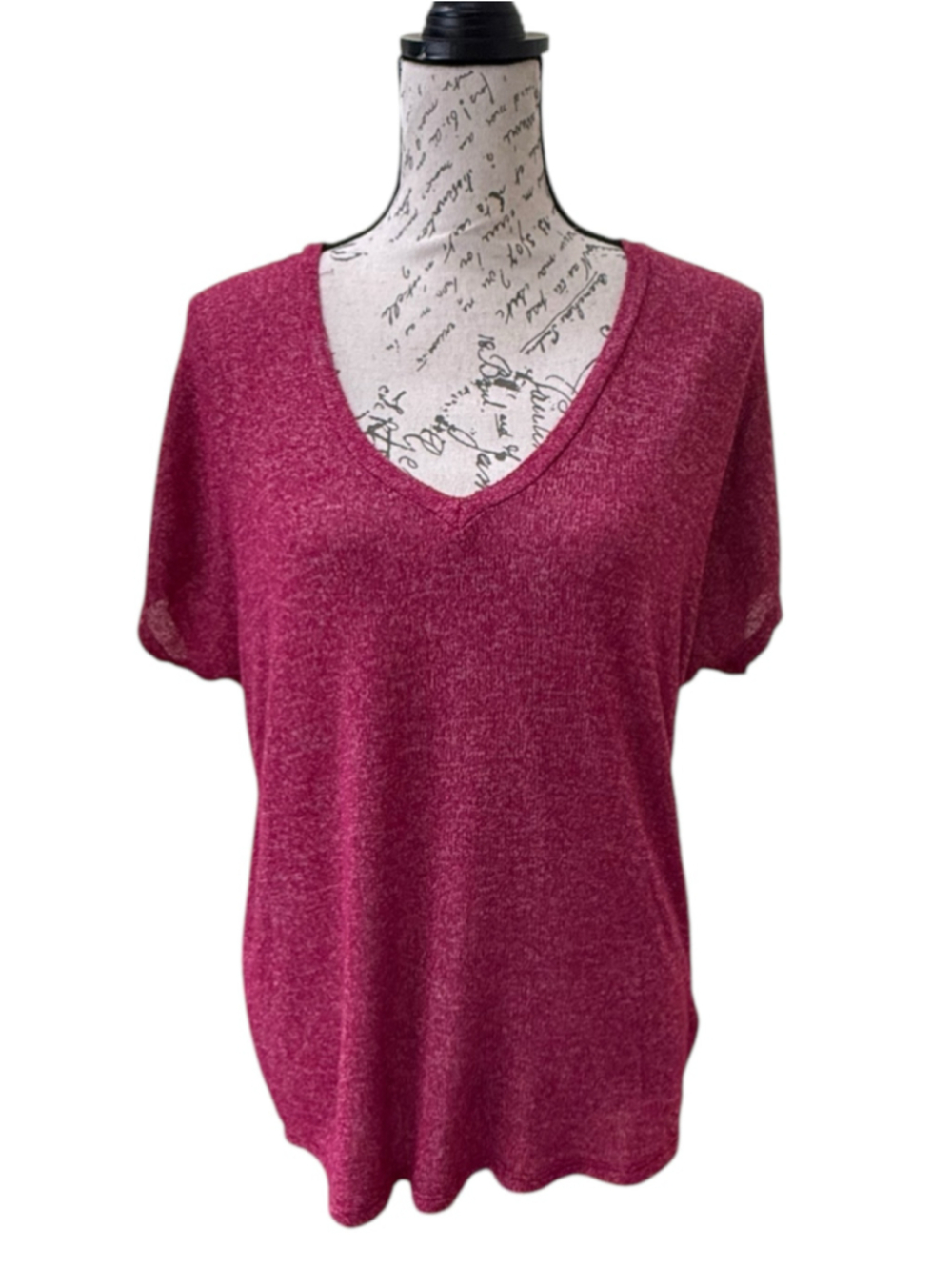 Women's Express One Eleven V-Neck Short Sleeve Tee Red Size M